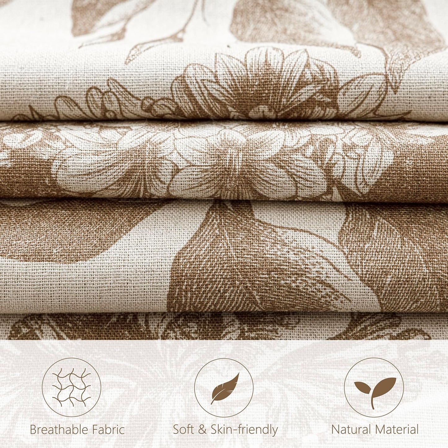Foindtower Set of 2 Linen Floral Throw Pillow Covers Vintage Accent Print Decorative Cushion Covers Farmhouse Boho Home Decor for Sofa Chair Couch Bedroom Living Room Outdoor,20×20 Inch,Light Brown