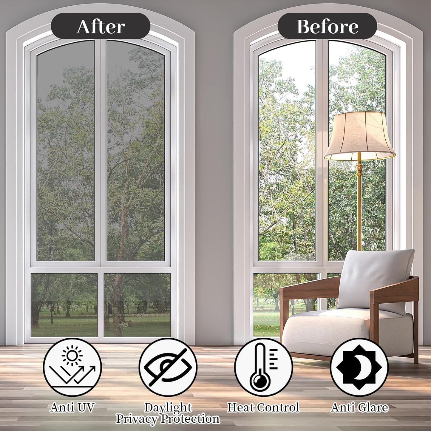 Niviy One Way Privacy Window Film See Out Not in Window Tint for Home Heat Blocking Anti UV Glass Door Mirror Reflective Window Film for Home Office, (Silver 35.4" x 157.4")