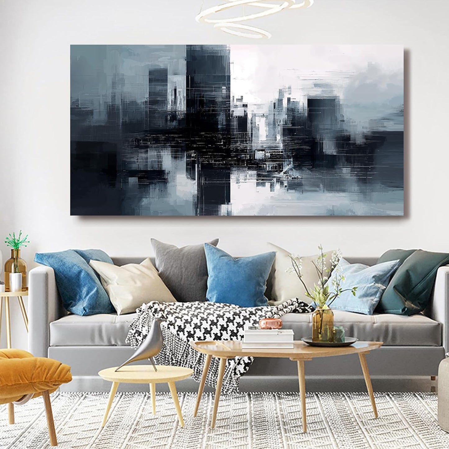 Dimpaga Abstract Canvas Wall Art Decorations Large Black and White Canvas Wall Art Decor Modern Abstract Wall Art Prints Decor Pictures For Bedroom Decorations Wall For Living Room Office 24" X 48"