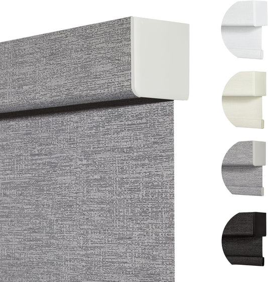 Persilux Blackout Roller Shades for Indoor Windows with Upgraded Cassette, Cordless Shades Window Blinds Pull Down for Doors, Easy to Install for Office/Living Room/Bedroom, Grey(87" W x 96" H)