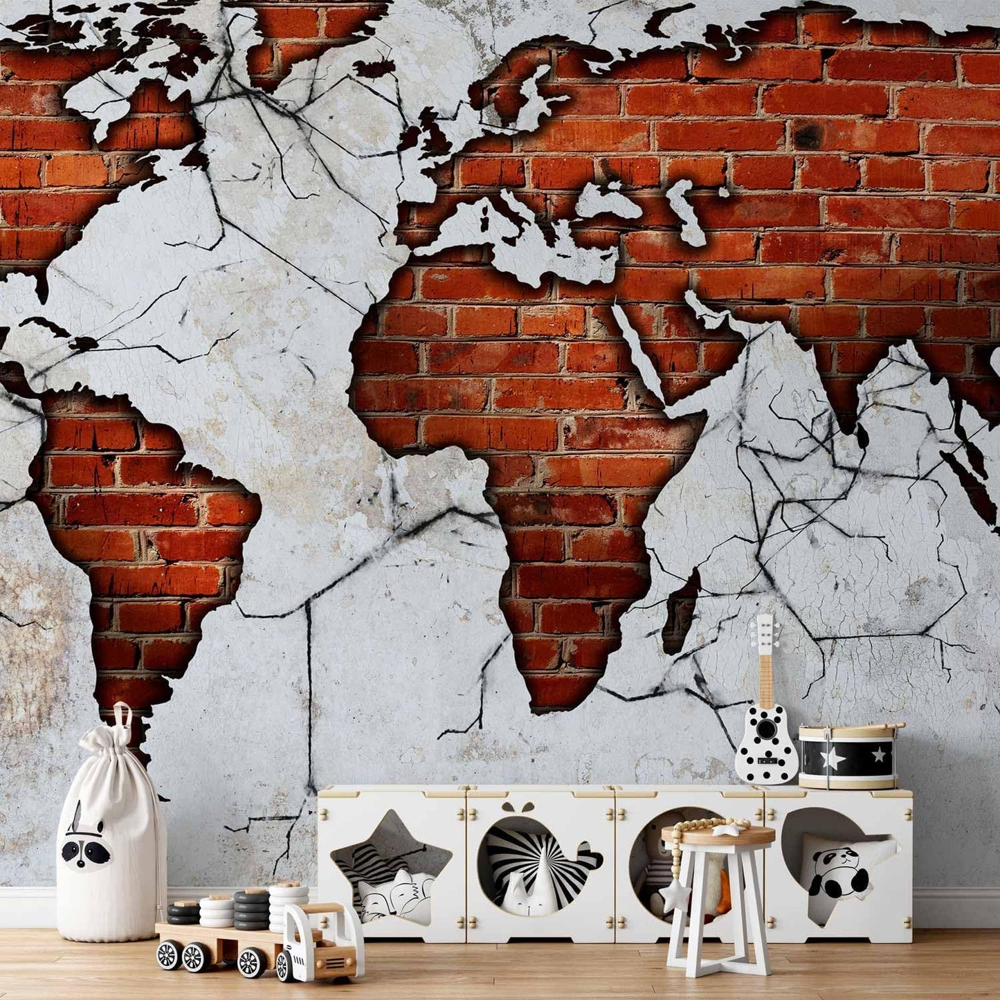 artgeist Wall Mural World Map 118x83 in - XXL Non-Woven Wallpaper Fleece Wall Decor Photo Print Picture Image Design Map of The World k-A-0495-a-a