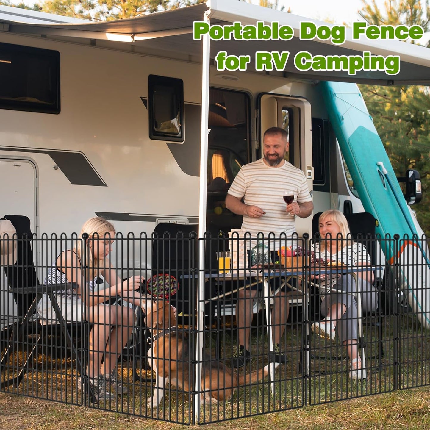 5 Panels No Dig Decorative Garden Fence with Gate for Yard, 40 in(H) X 11.8 ft(L) Animal Barrier Fencing for Outdoor Dog, Metal Portable Garden Fences for Borders, Pets, Landscape, Temporary Fence