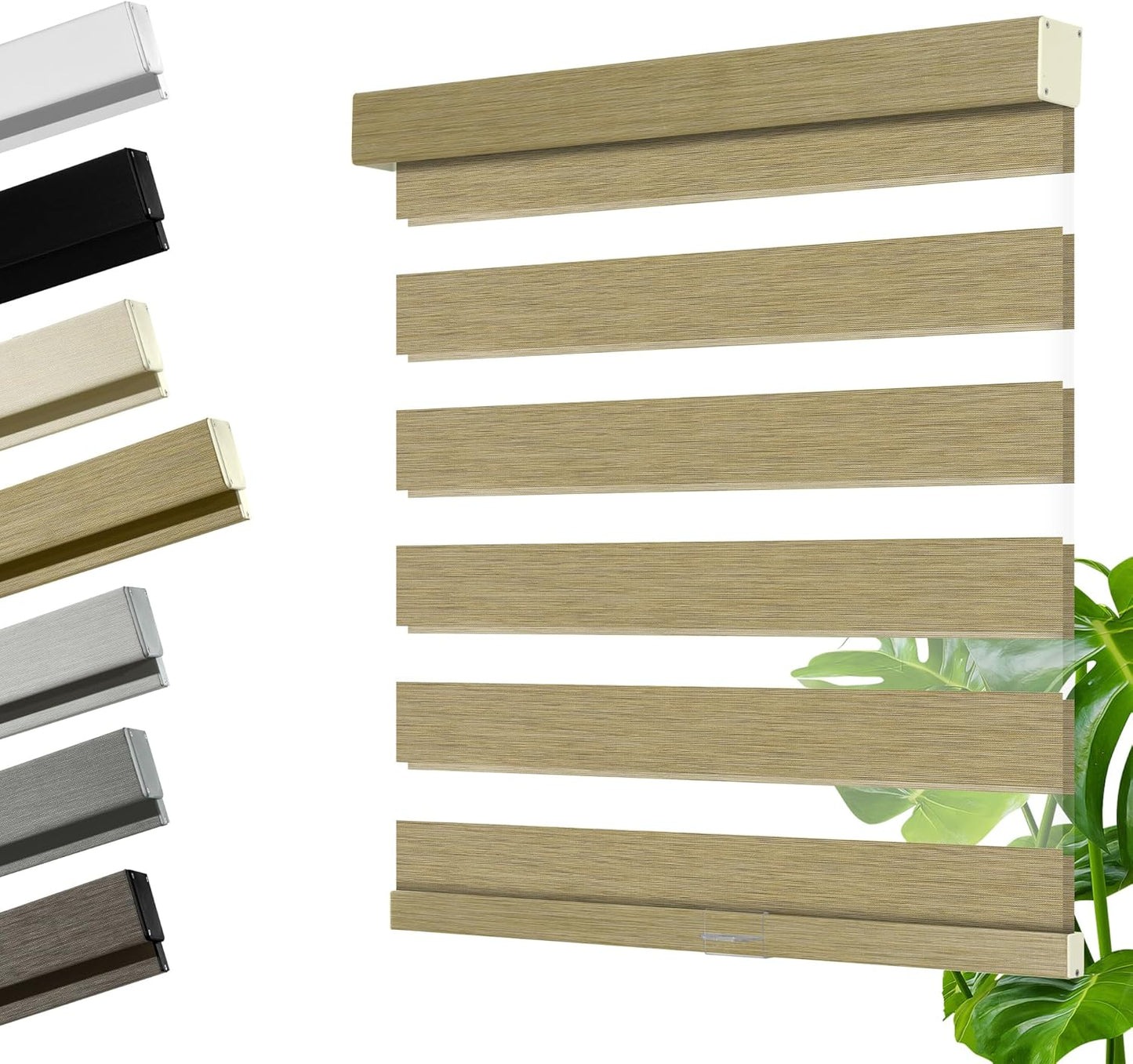 Cordless Zebra Blinds for Windows, Blackout Interior Blinds,Easy to Install,UV Protection,for Offices and Home,Custom Roller Shades, Mousse Light Bown,27" W x 48" H