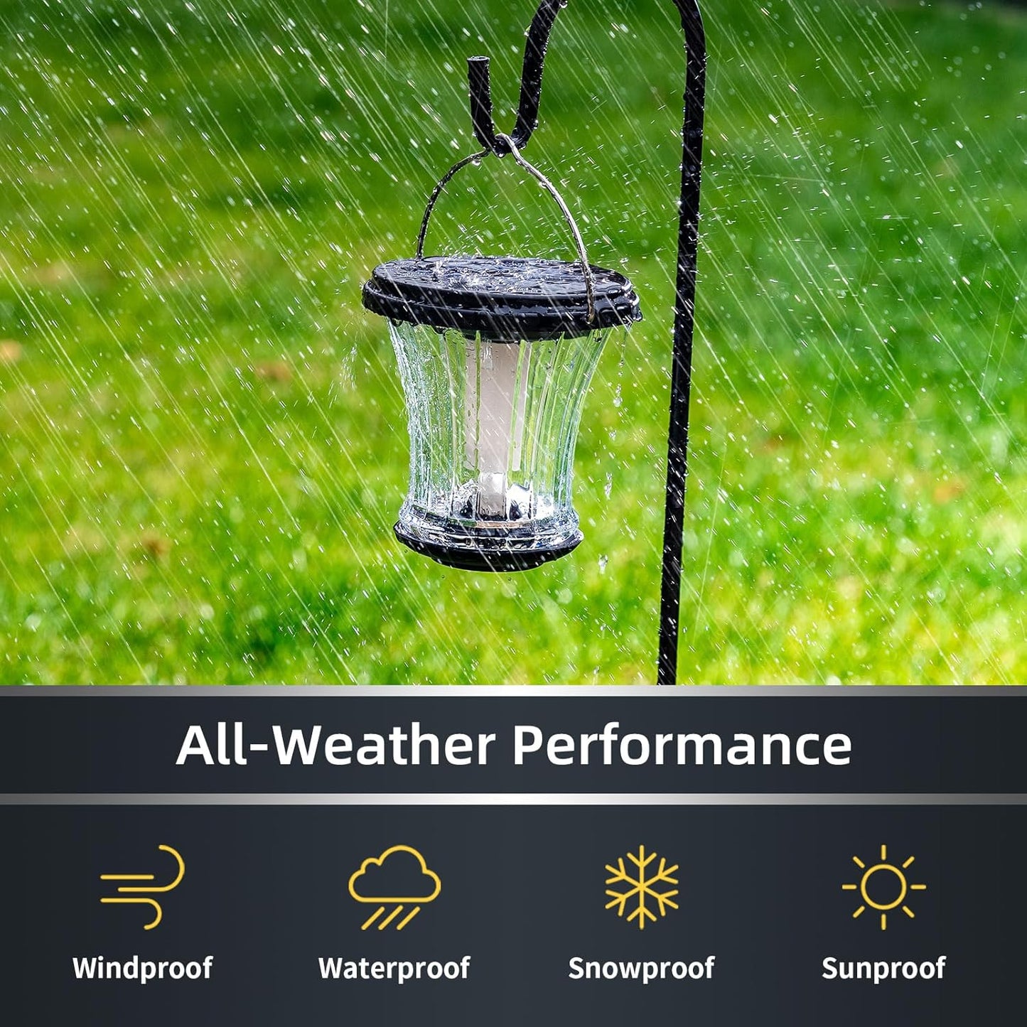 Glass Solar Lantern Outdoor Lights Waterproof, Flickering Flame Solar Lights with Modular Design, Auto On/Off Decorative Hanging Lanterns for Patio Garden Pathway Camping Deck Yard (4 Pack)