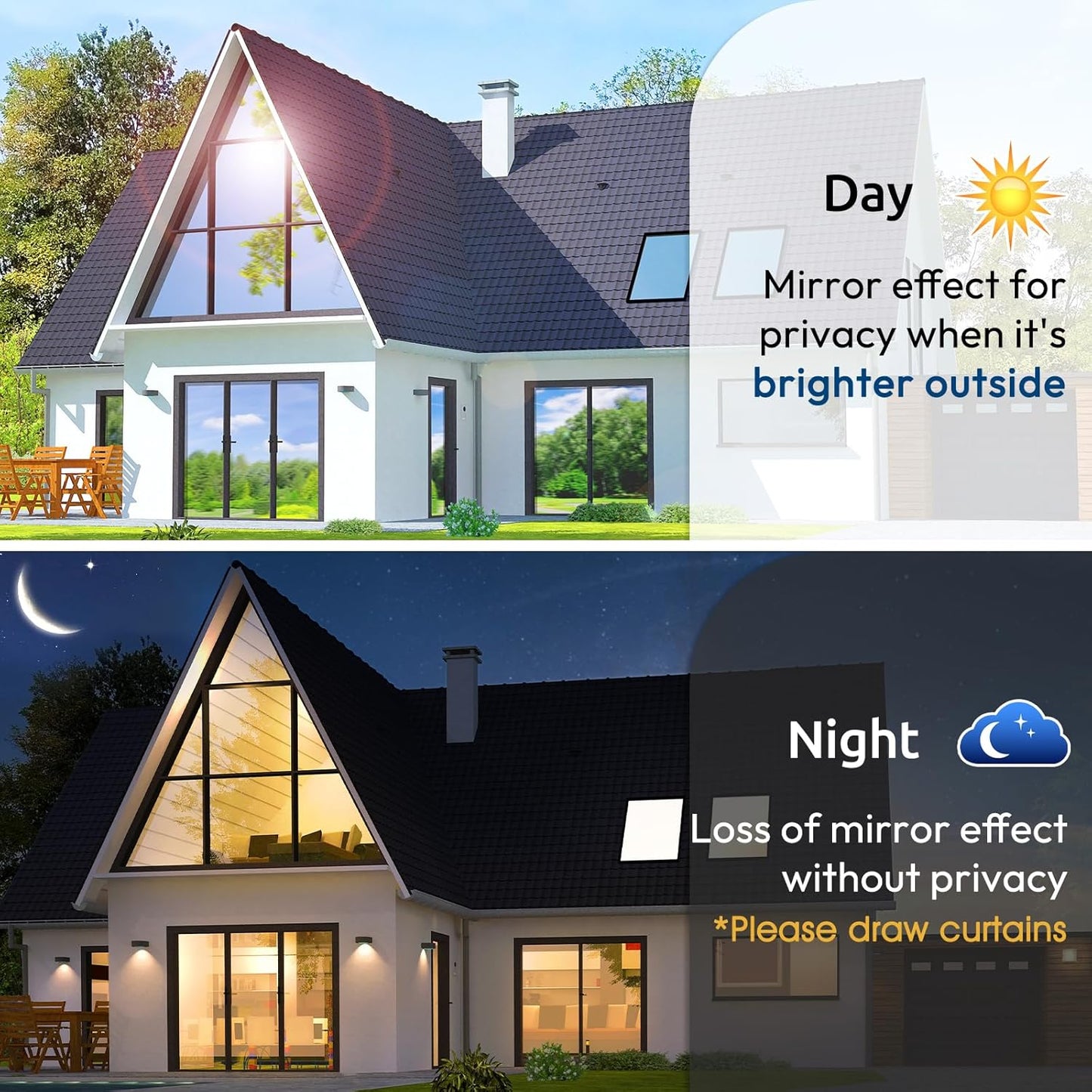 rabbitgoo Window Privacy Film One Way Window Tint for Home, Removable Reflective Heat Sun Blocking Anti UV Glass Door Covering, Mirror Tinting Film House Office, 23.6 in X 16.4 Feet, Silver