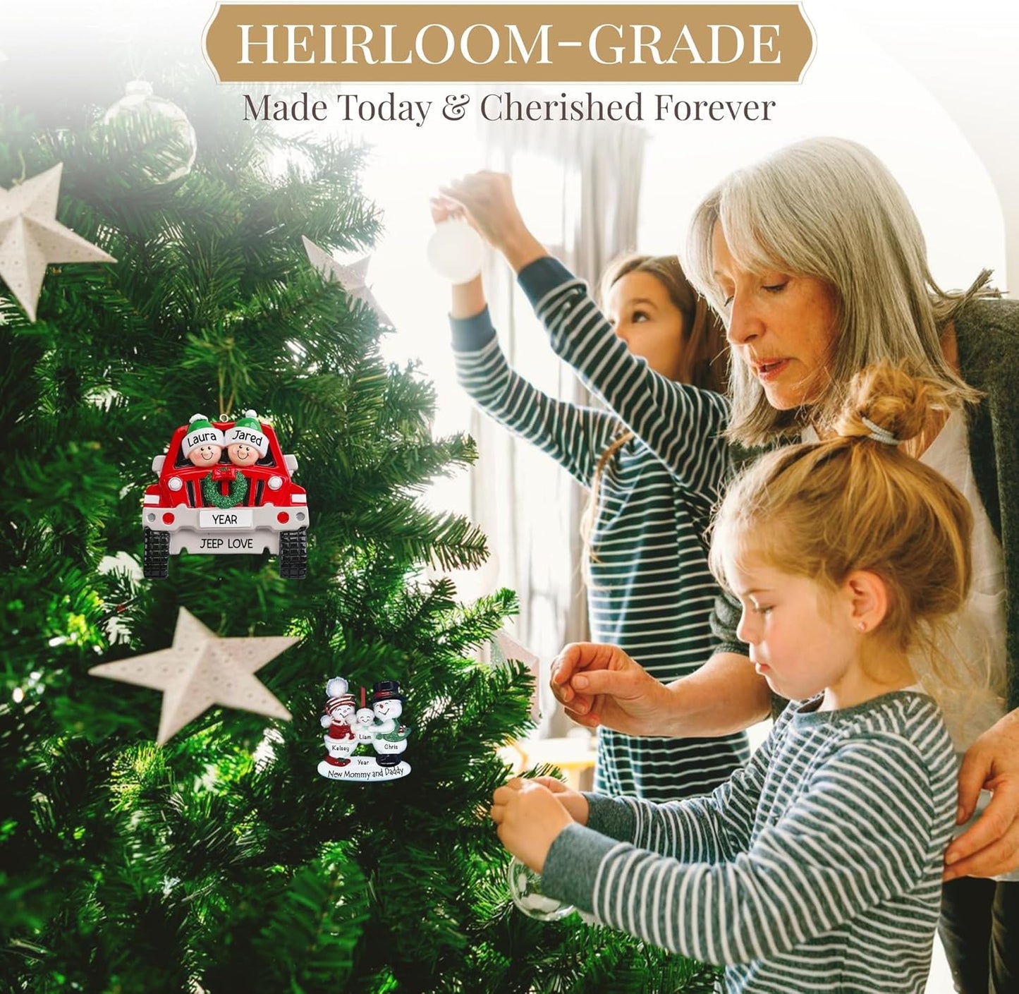 Personalized Family of 6 Ornament 2025 | Free 24h Customization | Laser Engraved Snowman Christmas Ornaments for Tree | Custom Gift Wrapped Festive Holiday Keepsake for Six Persons