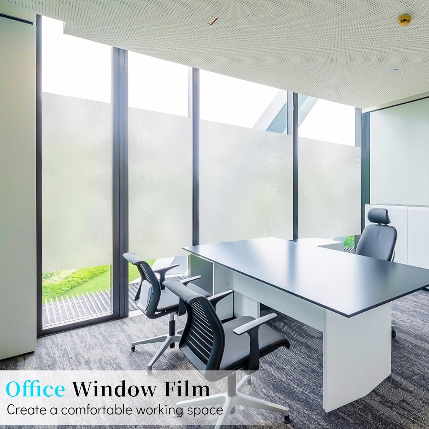 Niviy Frosted Glass Window Privacy Film 41 inch x 315 inch Extra Large Window Film Static Cling Non Adhesive Bathroom Door Decorative Frosting Cover