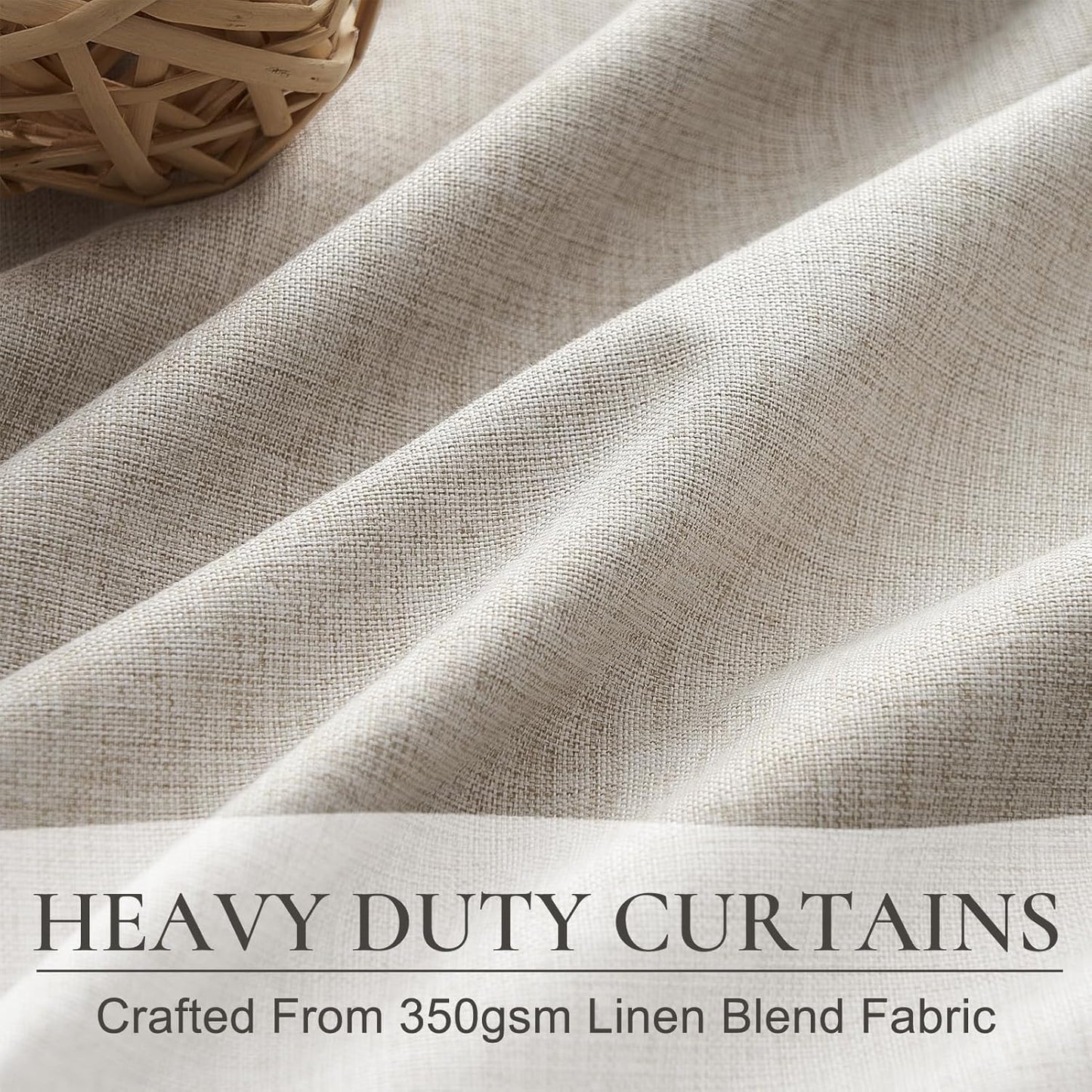 Primitive Curtain 108 Inch Long 2 Panels Burg,Pinch Pleated Cream Linen Blended 9 ft Floor Length to Ceiling Traverse Curtains for Living Room Extra Wide Blackout Drapes Sun Blocking Window
