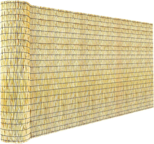 Bamboo Reed Fencing, Natural Bamboo Fence Rolls 6 Feet High, Decorative Privacy Screen Reed Curtains for Patio Balcony Garden Backyard Outdoor, 6 x 16 FT