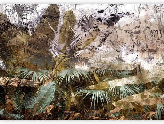 artgeist Premium Wall Mural Tropical Leaves 79x55 in - XXL Non-Woven Wallpaper Fleece Wall Decor Photo Print Picture Image Design Jungle Nature Palm Leaves Like Painted b-C-0789-a-a