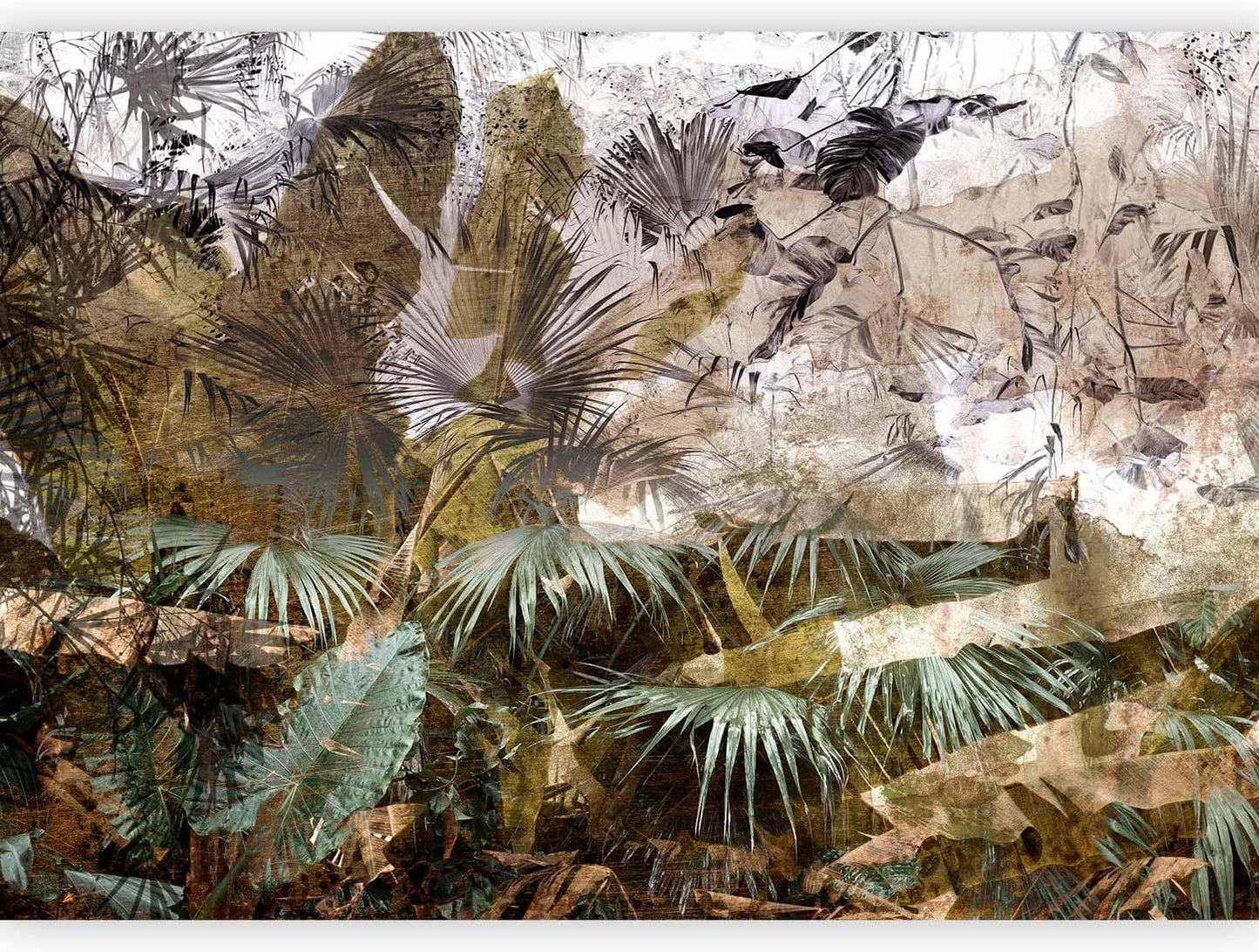 artgeist Wall Mural Tropical Leaves 138x101 in - XXL Non-Woven Wallpaper Fleece Wall Decor Photo Print Picture Image Design Jungle Nature Palm Leaves Like Painted b-C-0789-a-a
