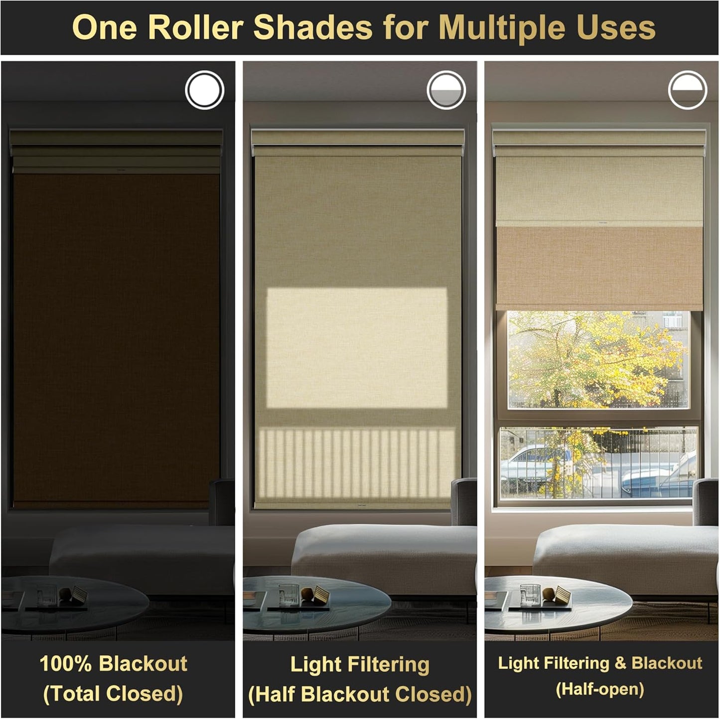BERISSA Cordless Dual Roller Shades With Cassette Valance, Blackout and Light Filtering, Day and Night for Home Office Door - Linen Beige, 78 W x 56" H