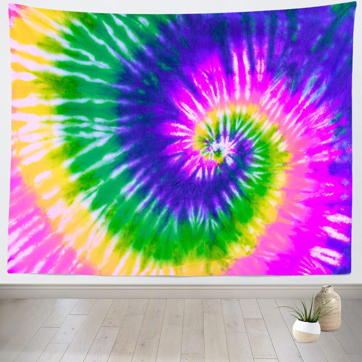 BELECO Tie Dye Tapestry Fabric Wall Hanging 106x70 Inch Hippie Tapestry 60's Tie Dye Wall Decor Watercolor Rainbow Spiral Tie Dye Art Tapestries for Bedroom Living Room Dorm Home Decor