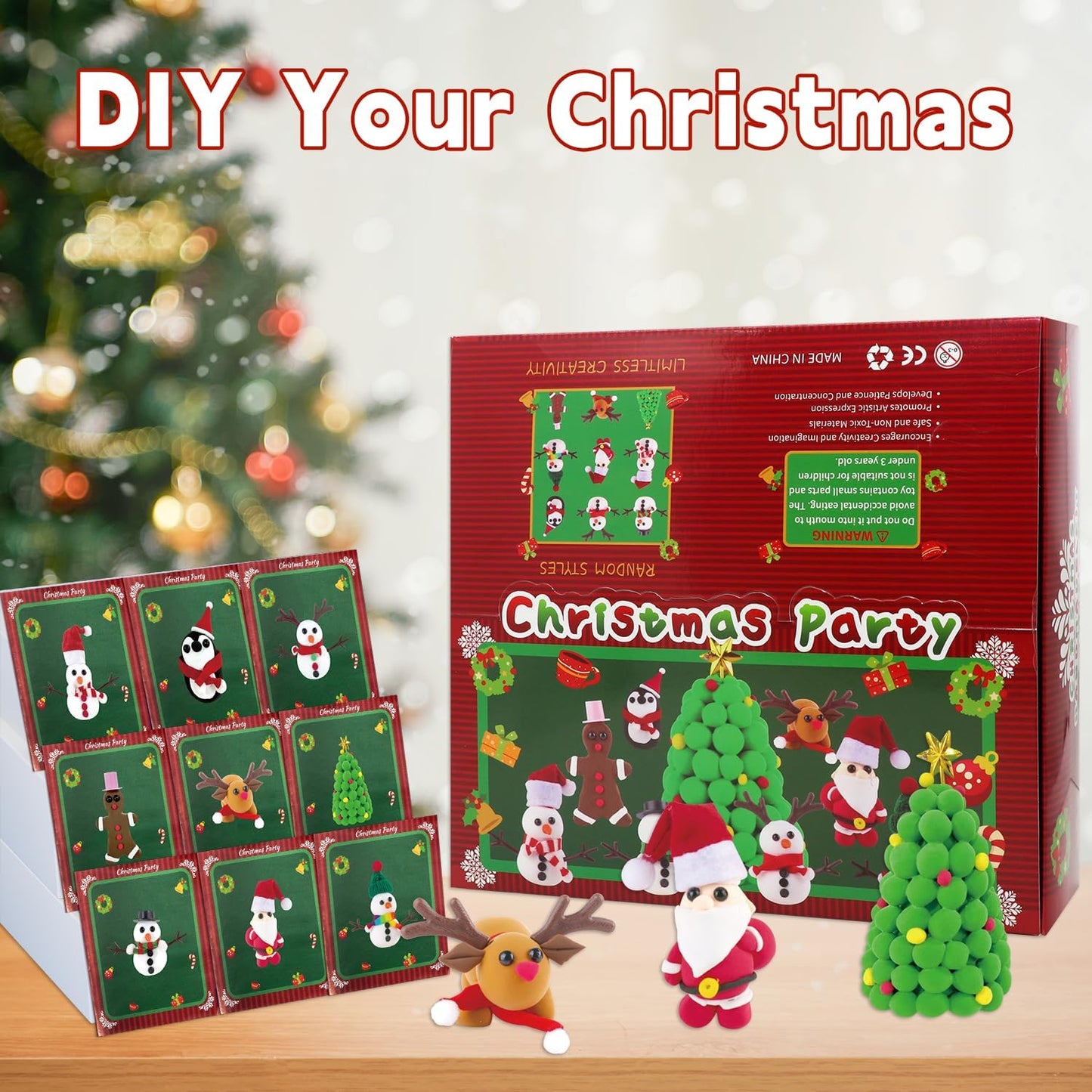 ISKIHO 9 Pack Christmas Snowman DIY Crafts Kit,Christmas Crafts for Kids,Build a Snowman Gingerbread Man,Santa,Penguins,Elk & Christmas Tree Kit Modeling Clay DIY Christmas Gifts Crafts