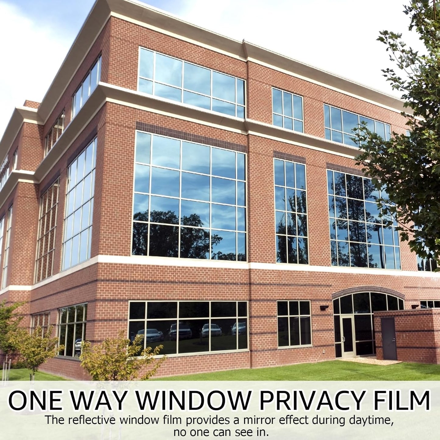 HIDBEA One Way Privacy Window Film, Daytime Privacy Sun Blocking Anti UV Reflective Window Film Heat Control Static Cling Window Tint Film for Home and Office, Silver, 23.6 x 157.5 Inch