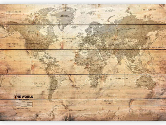 artgeist Premium Wall Mural World Map 157x110 in - XXL Non-Woven Wallpaper Fleece Wall Decor Photo Print Picture Image Design Home Map of The World k-A-0218-a-a
