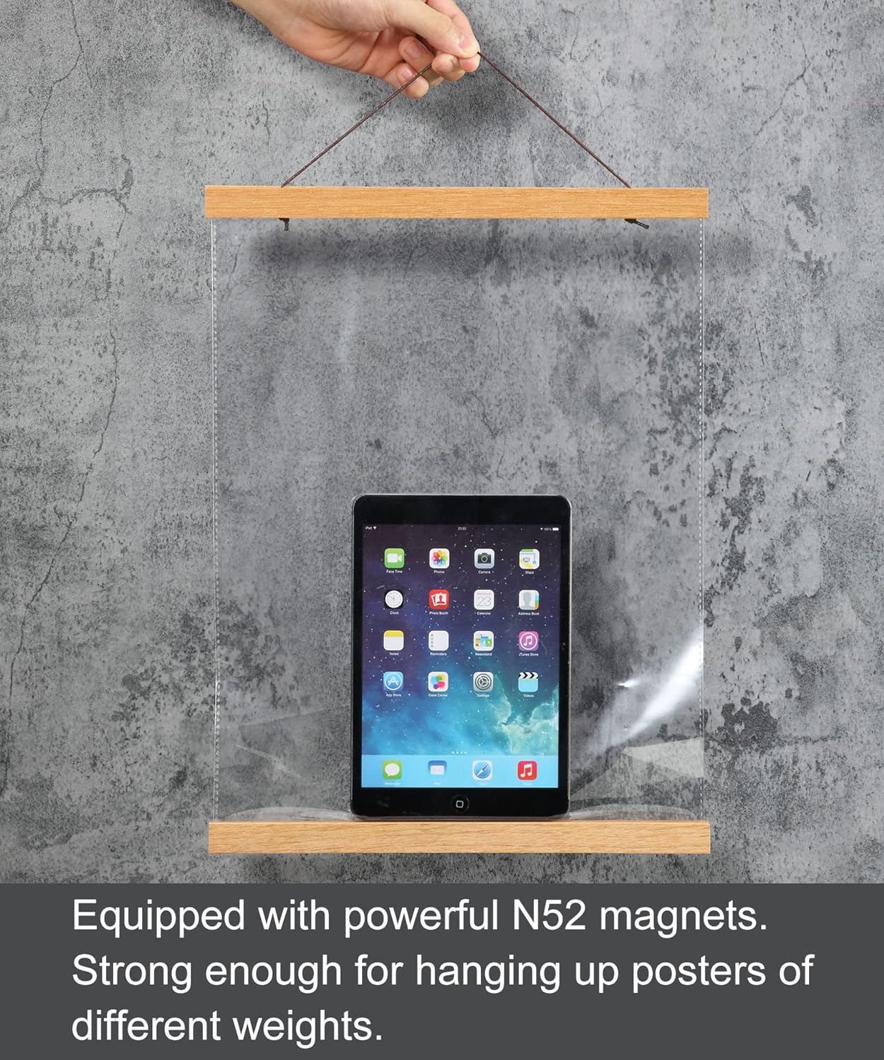 FALAMON Magnetic Poster Hanger Frame, 32x24 32x48 32x40 Teak Wood Magnet Poster Frame for Posters, Prints, Photos, Pictures, Maps, Scrolls, and Canvas Artwork