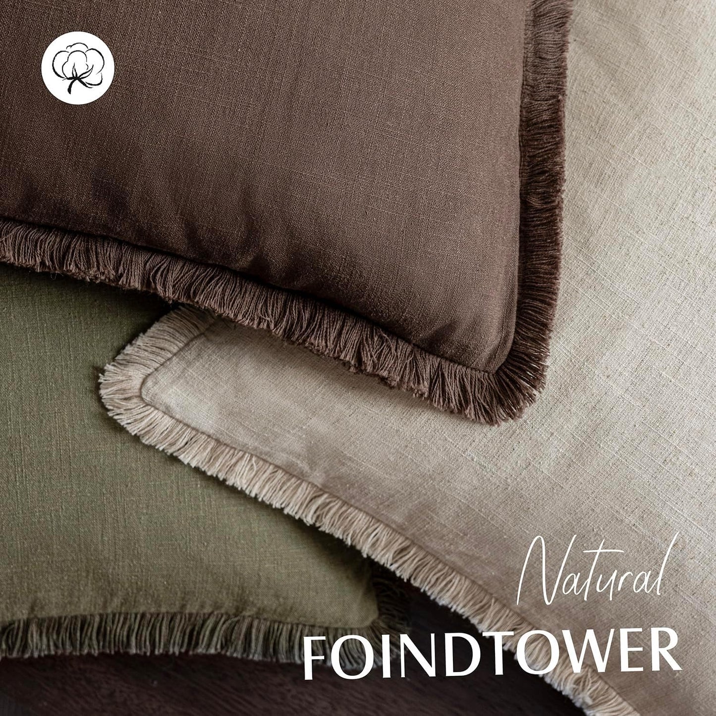 Foindtower Set of 2 Decorative Linen Fringe Throw Pillow Covers Boho Farmhouse Cushion Cover with Tassels Lumbar Accent Pillowcase for Bed Couch Living Room Home Bedroom Decor,12×24 Inch,Reddish Brown