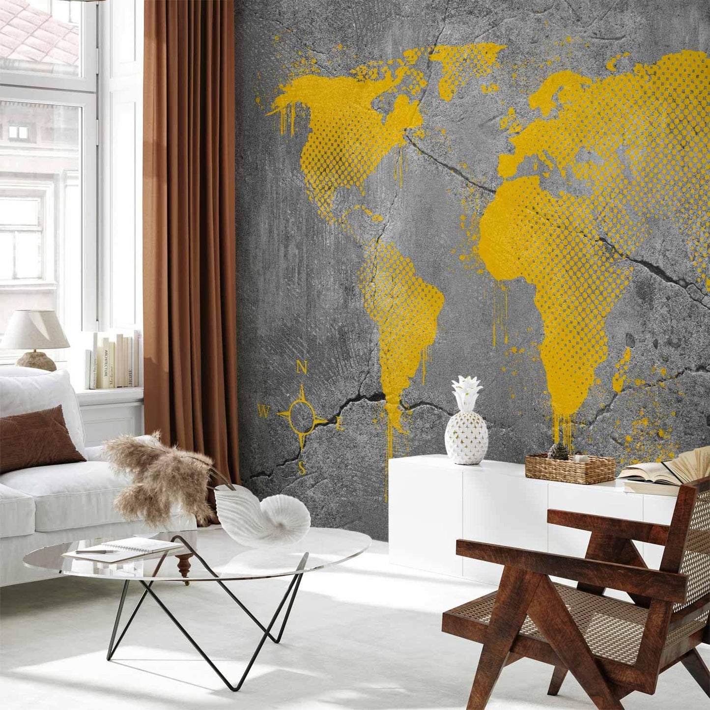 artgeist Premium Wall Mural World Map 118x83 in - XXL Non-Woven Wallpaper Fleece Wall Decor Photo Print Picture Image Design Map of The World k-A-0494-a-a