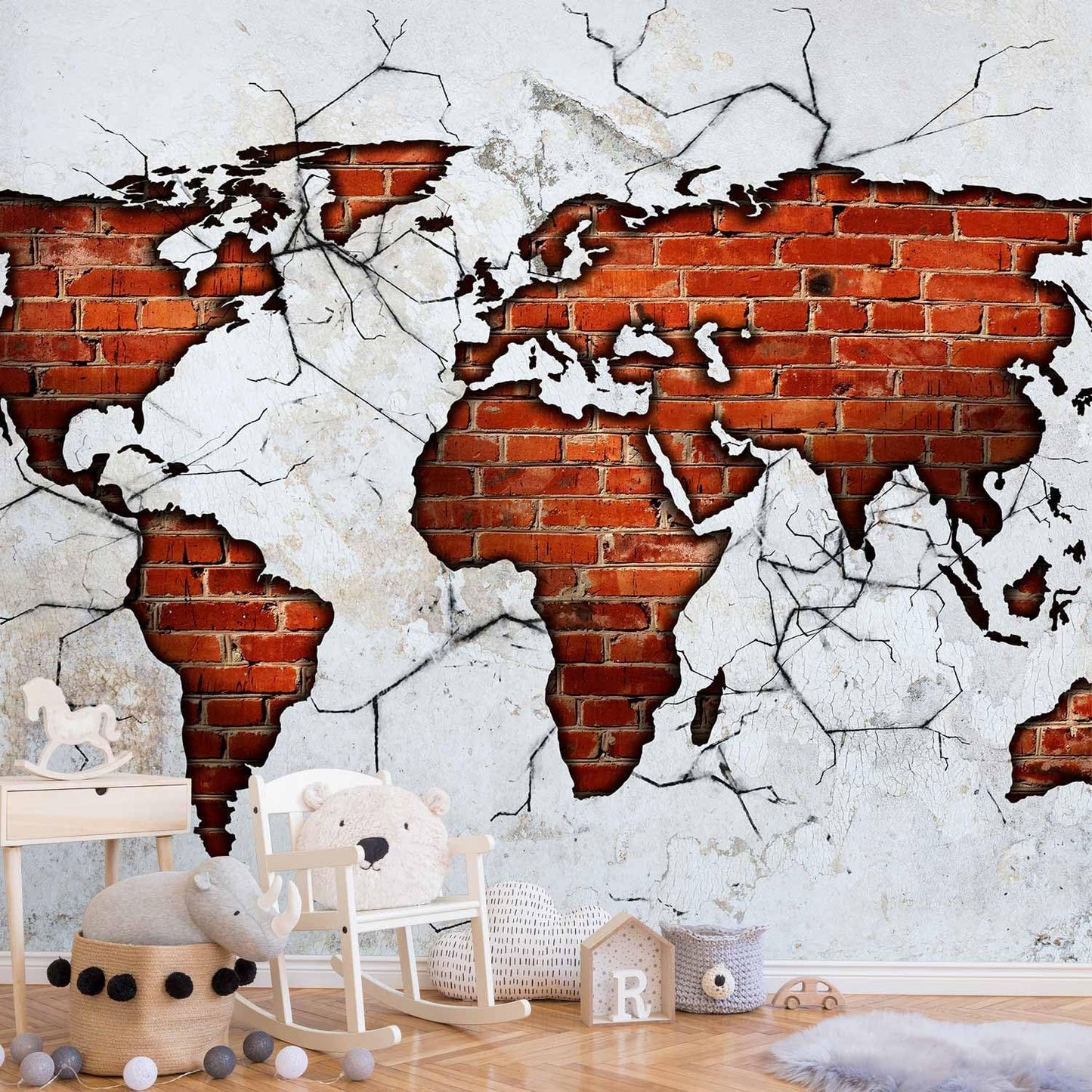 artgeist Wall Mural World Map 118x83 in - XXL Non-Woven Wallpaper Fleece Wall Decor Photo Print Picture Image Design Map of The World k-A-0495-a-a