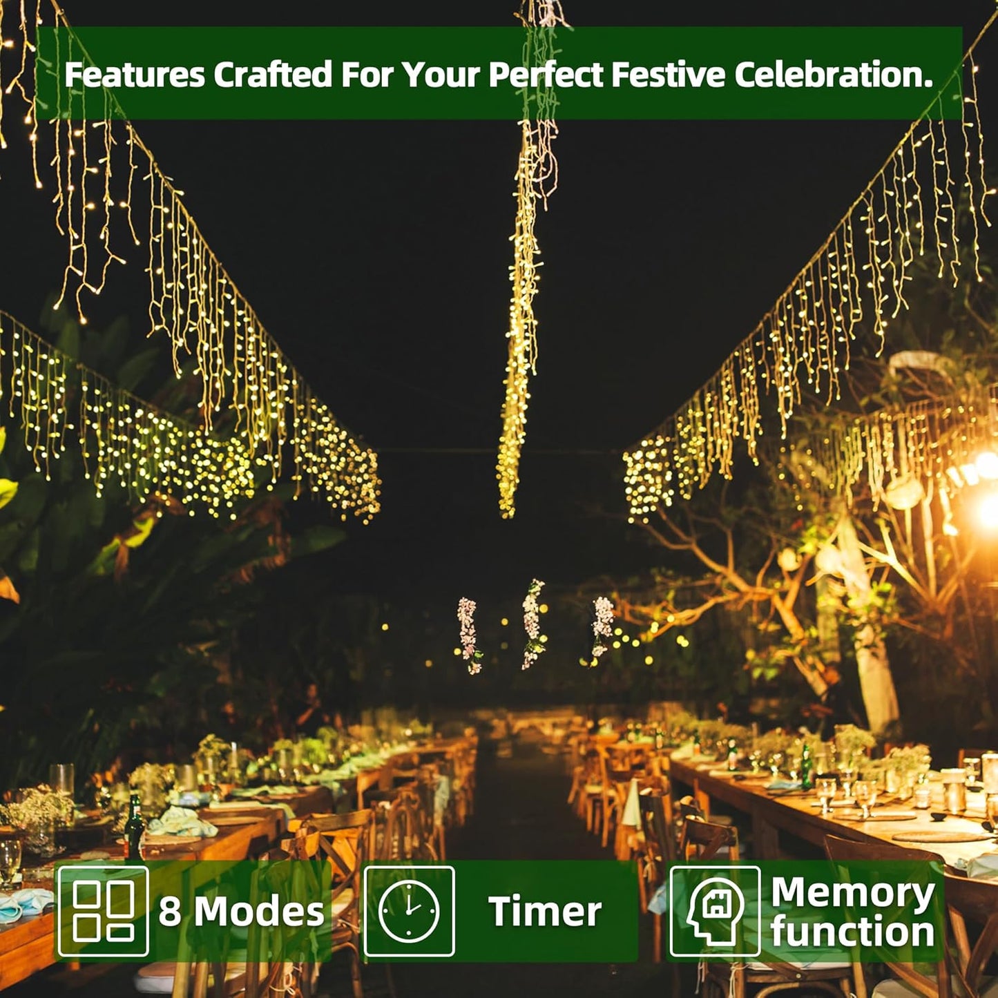 612 LED 60FT Icicle Christmas Lights - 136 Drops Waterproof 12 Modes Memory Timer, Outdoor Hanging Roof Lights for Eaves Gutter Xmas Tree Holiday Decorations Warm White