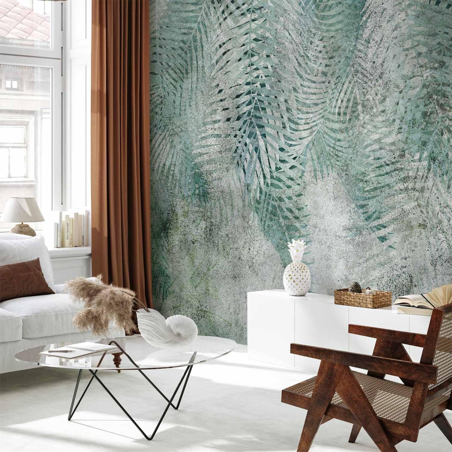 artgeist Wall Mural Leaves 177x124 in - XXL Non-Woven Wallpaper Fleece Wall Decor Photo Print Picture Image Design Nature Botanical Plants Palm Abstract b-C-0861-a-a