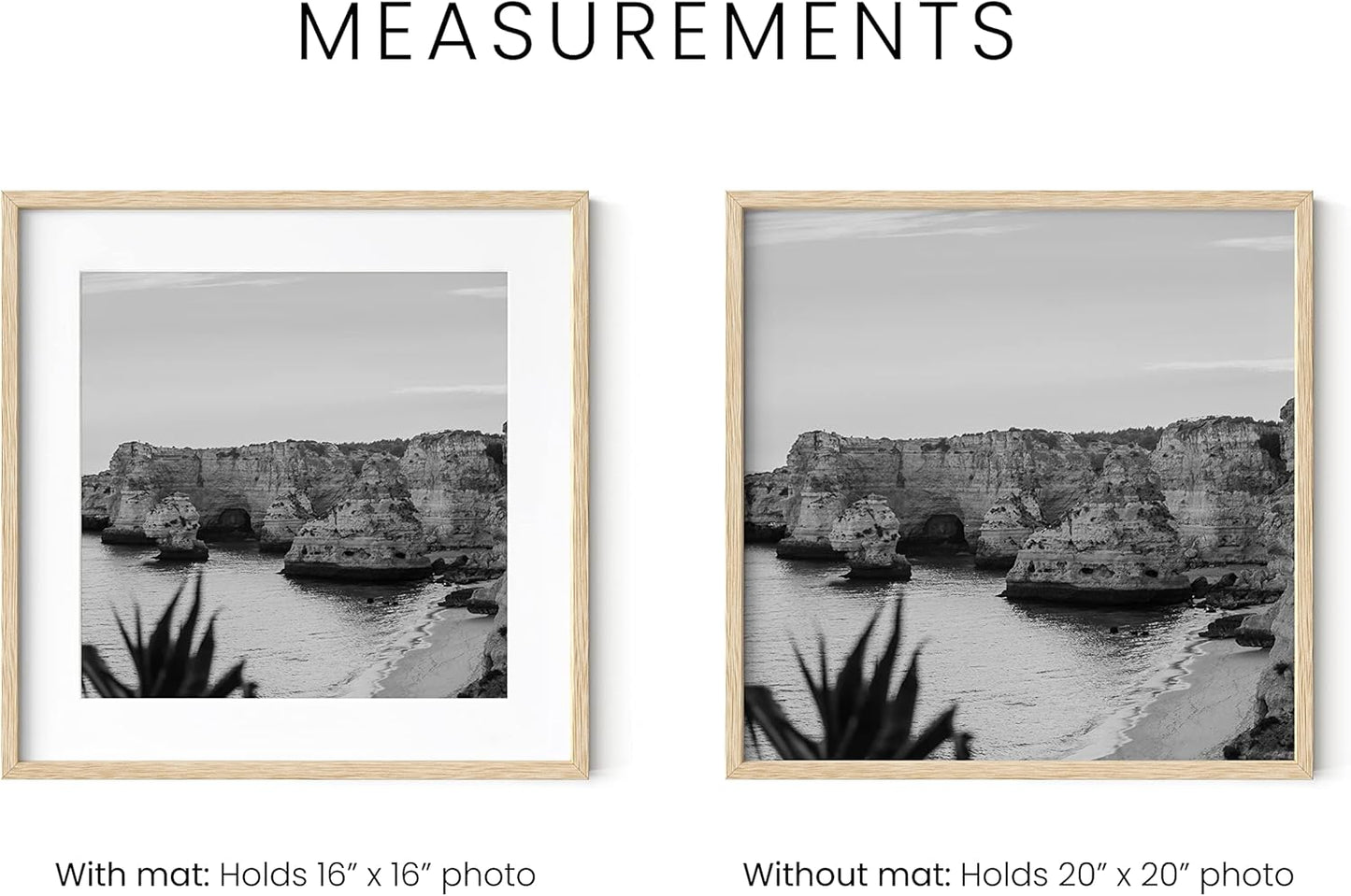 HAUS AND HUES Solid Oak Wood 20”x20” Picture Frames Matted to 16”x16” Set of 6-20x20 Wooden Gallery Frames for Art, Picture Frames 20x20, Photo Gallery Wall Frame Set, Bulk Frames (Beige Oak Frames)