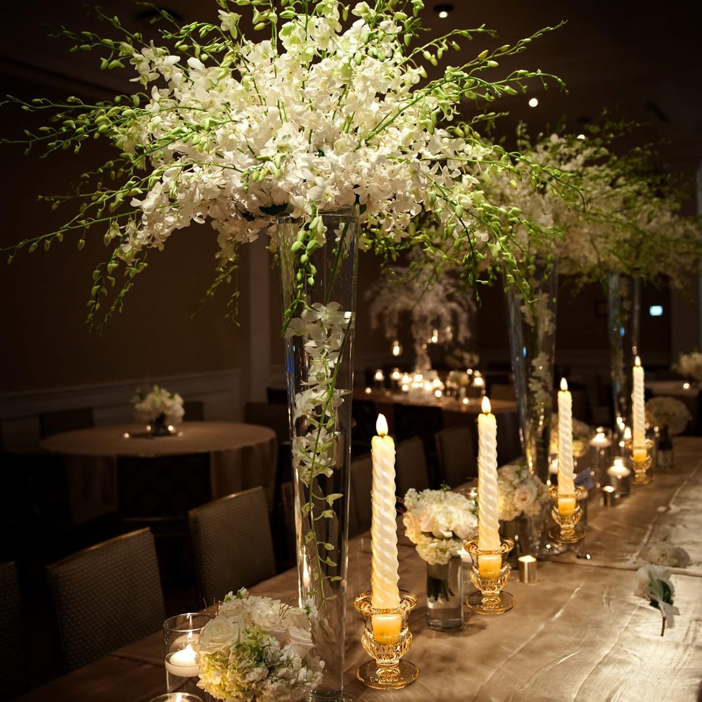 Foaincore 48 Pcs Glass Candlestick Holders Bulk 2.5 Inch Taper Candle Holders Small Ritual Candle Stand Table Centerpieces for Wedding Christmas Valentine's Festival Party Dining Decorations(Gold)