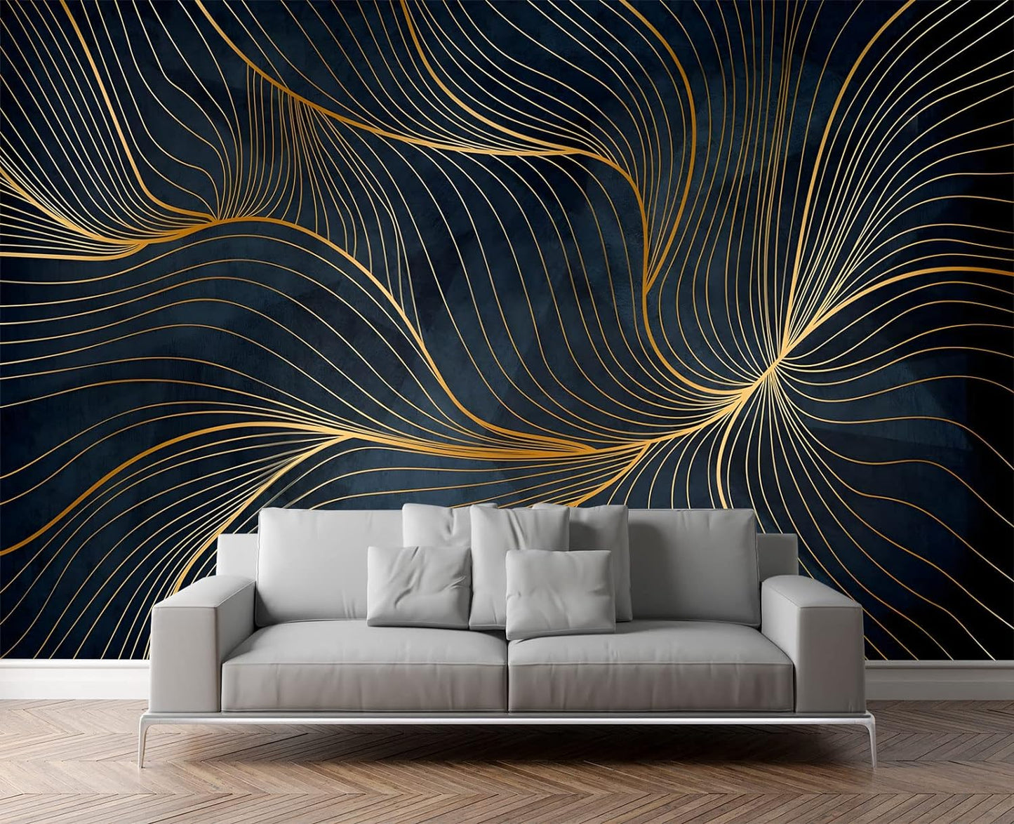 Simple Golden Lines Wall Mural Wallpaper for Bedroom 103" x 69"