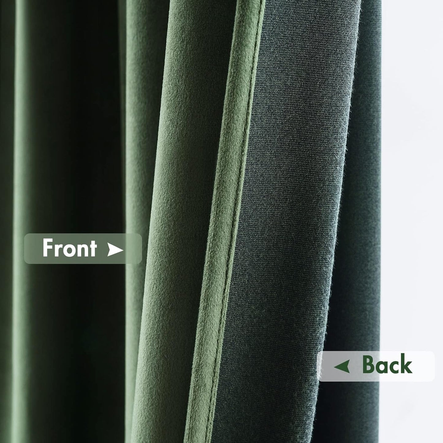 MIULEE Olive Green Velvet Curtains Thermal Insulated Blackout Curtain Drapes for Bedroom Living Room Darkening 63 Inches Long Curtains Panels Rod Pocket Set of 2
