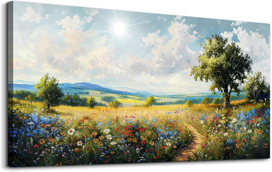 hyidecorart Large Wall Art For Living Room Bedroom Wall Decor Pictures Artworks Nature Field Scenery Abstract Painting Modern Wall Decorations For Office Canvas Prints Home Art Decor Ready To Hang