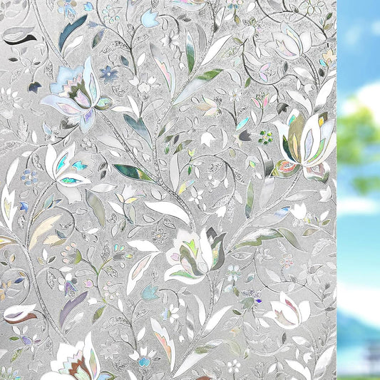 Kromapolis Window Privacy Film - Stained Glass Decorative Film, Frosted, Static Window Clings, Non-Adhesive, No-Glue (35.4 x 118.1in)