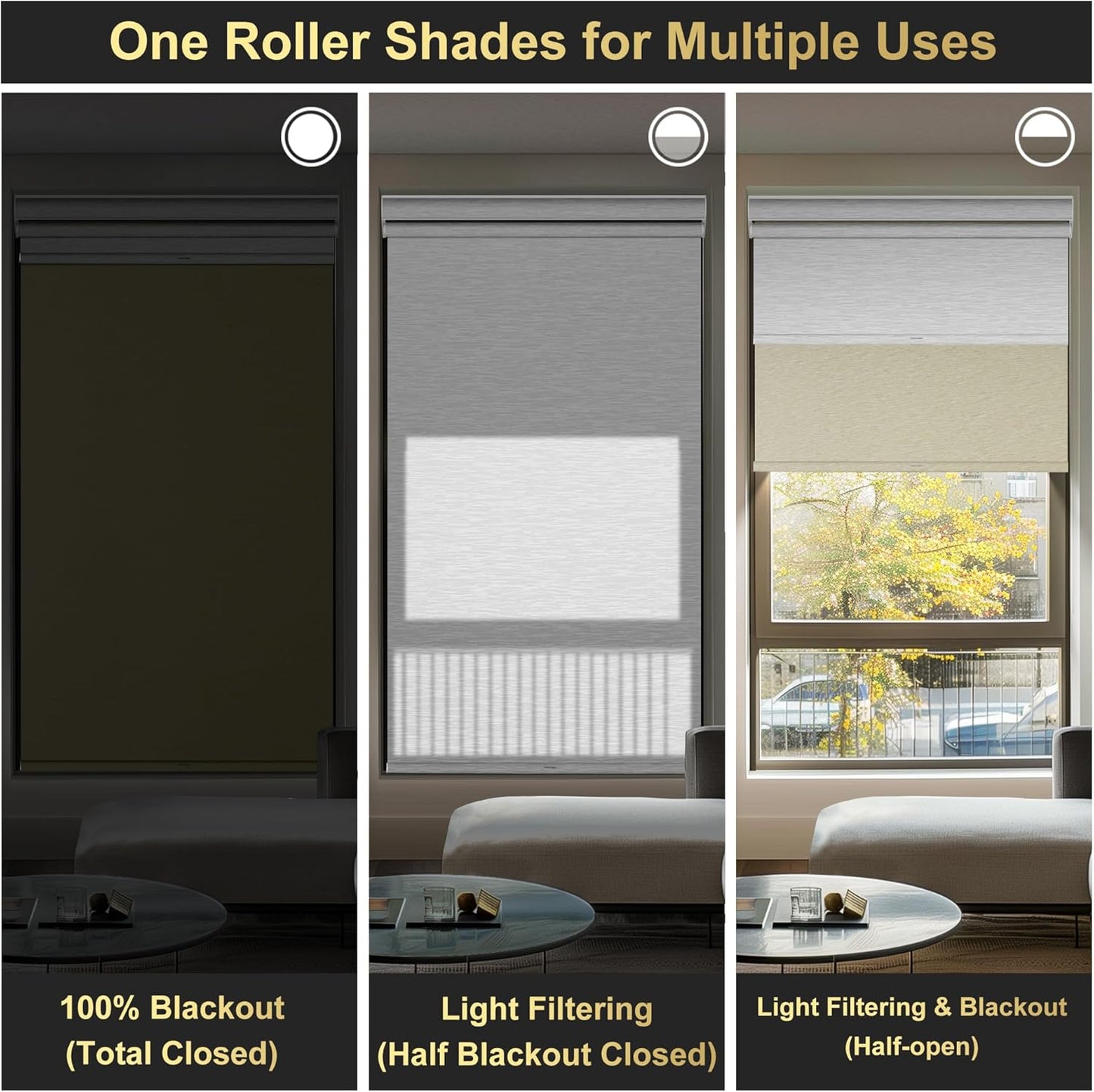 BERISSA Cordless Dual Roller Shades with Cassette Valance, Double Window Shades - Blackout and Light Filtering, Day and Night for Home Office Door. Beige and White. 37 W x 80" H