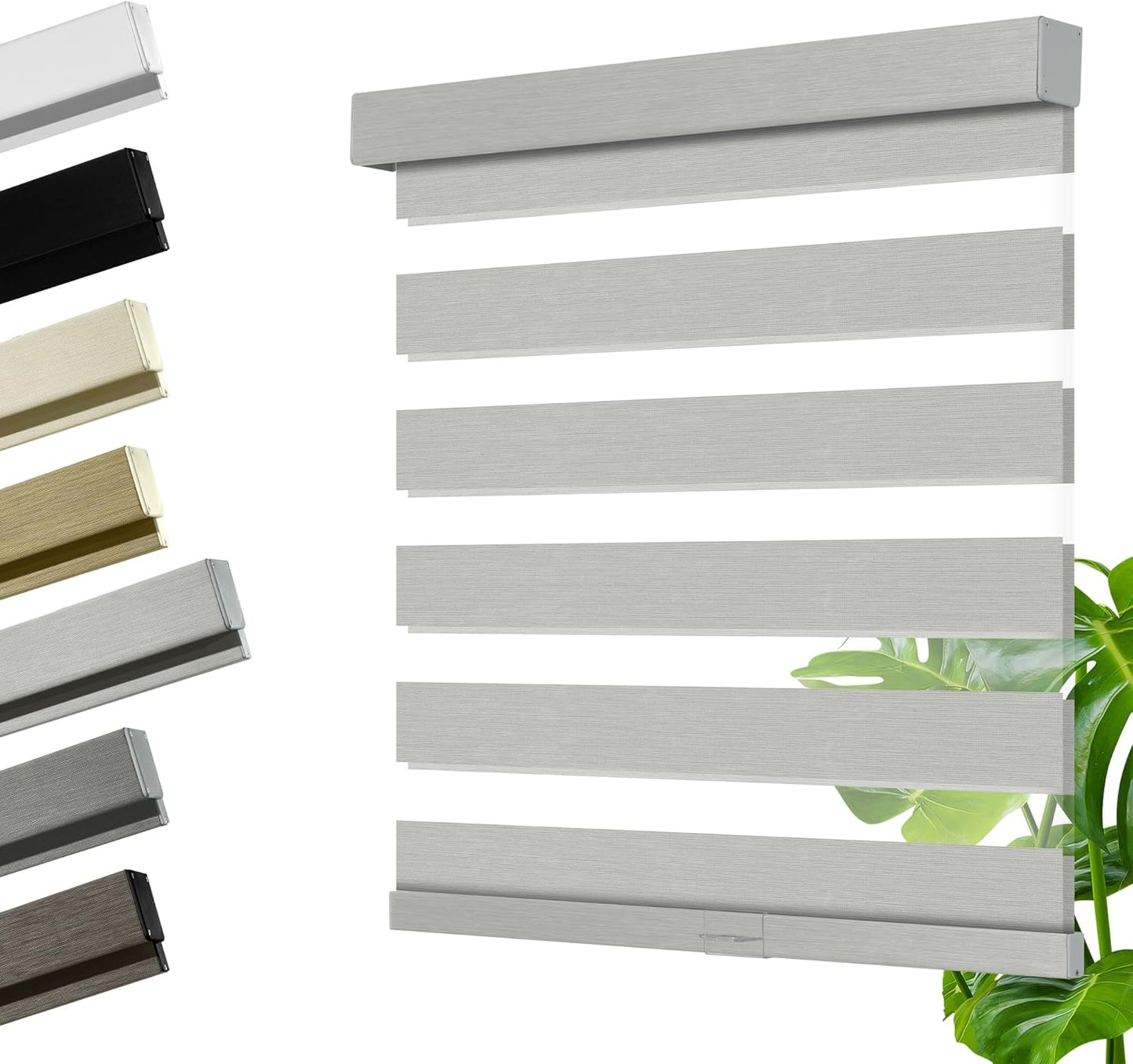 Cordless Zebra Blinds for Windows, Blackout Interior Blinds,Easy to Install,UV Protection,for Offices and Home,Custom Roller Shades, Mousse Light Grey,75" W x 48" H
