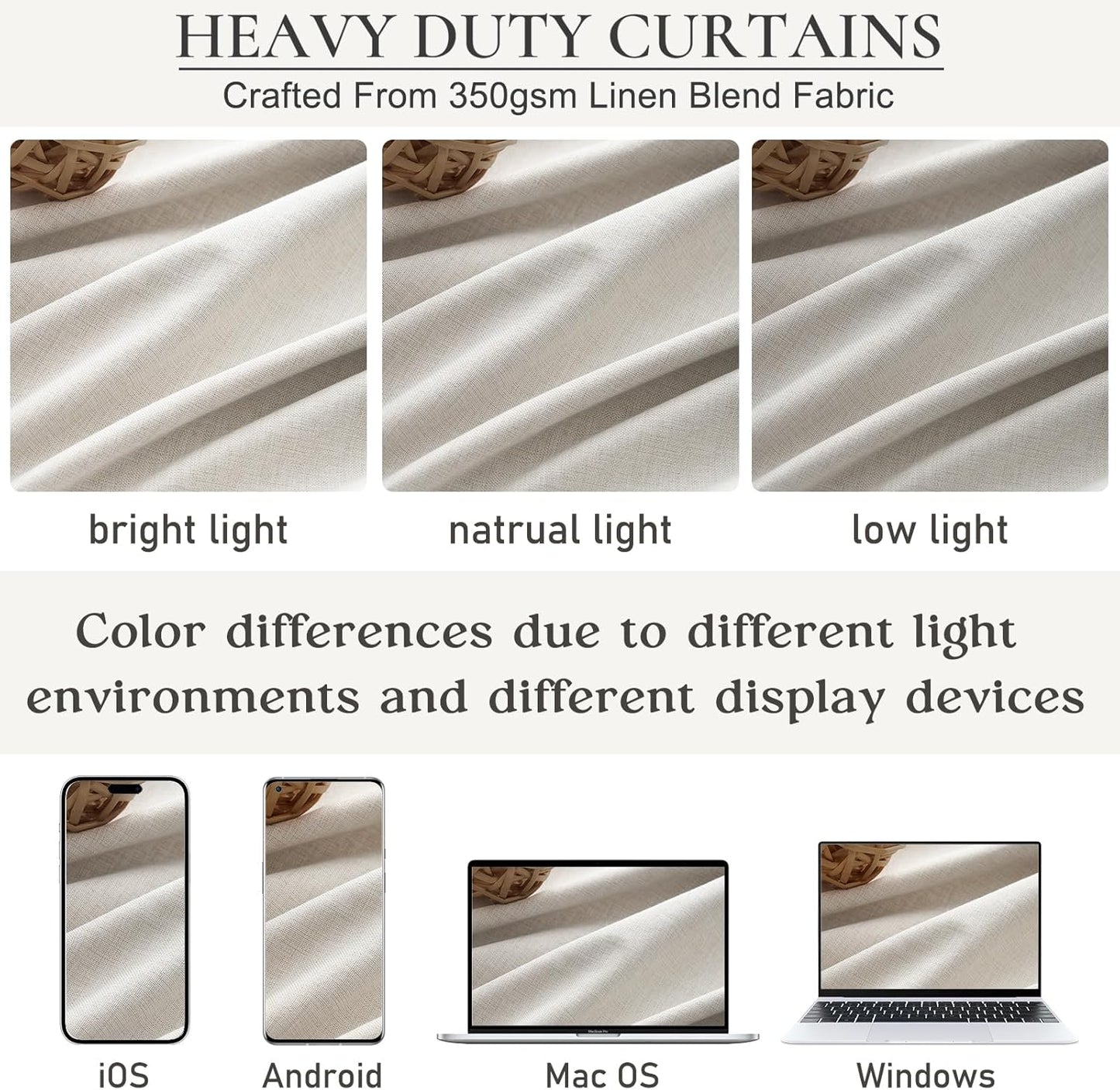Extra Long Floor to Ceiling 132 Inch Viral Curtains for Living Room, Pinch Pleated Cream Blackout Curtain Linen Insulated Soundproof Heavy Drapes for Dining Room Large Windows W40"xL132"x2 Panels
