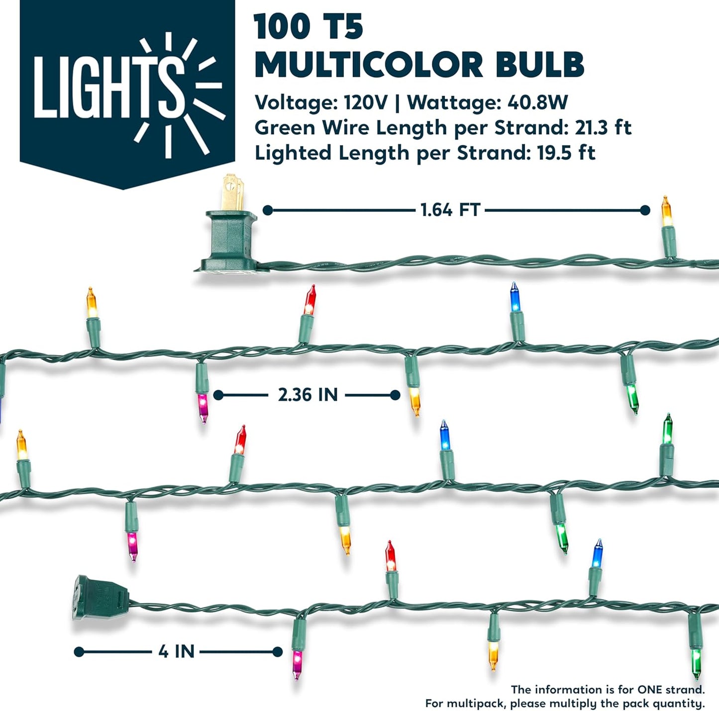 Joiedomi Multicolor Christmas String Lights,200(2x100) 42.6FT Christmas Fairy Tree Lights Plug in for Indoor Outdoor Xmas Decorations Patio Holiday Theme Party Yard House,Green Wire