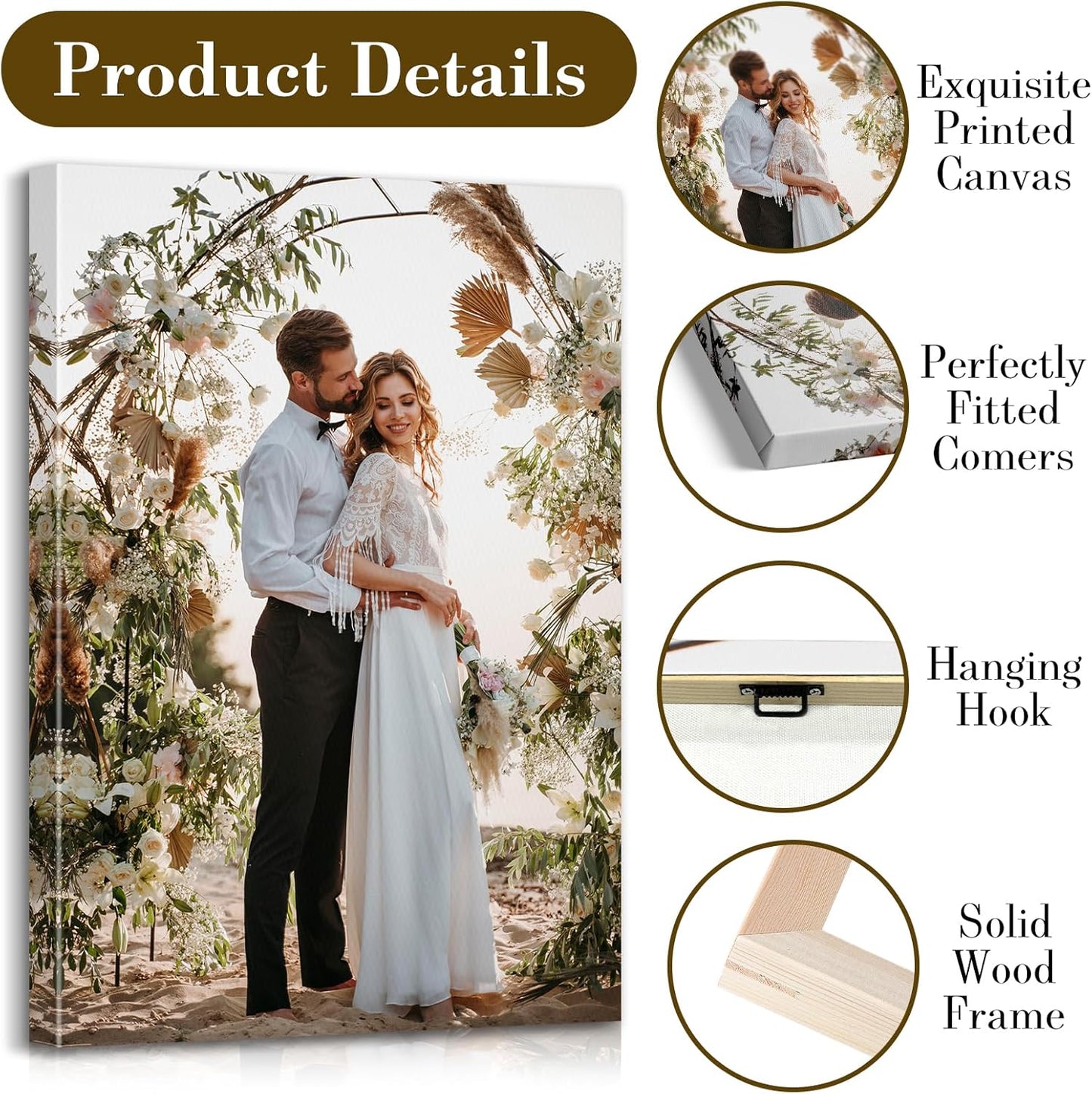 Custom Canvas Prints with Your Photos - Personalized Pictures Print, Customized Photo Gifts, Wall Art Poster Canvas Printing for Wedding, Family, Baby, Pets, Home Office Decor, Wrapped Frame 24x18