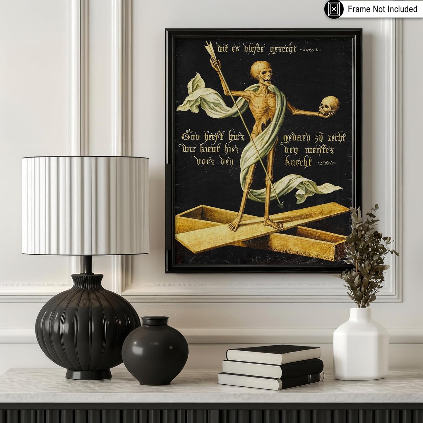 Poster Master Vintage Allegory of Life and Death Poster - Retro Skeleton Print - Halloween Art - Gift for Men & Women - Gothic Wall Decor for Dorm, Living Room or Bedroom - 8x10 UNFRAMED Wall Art