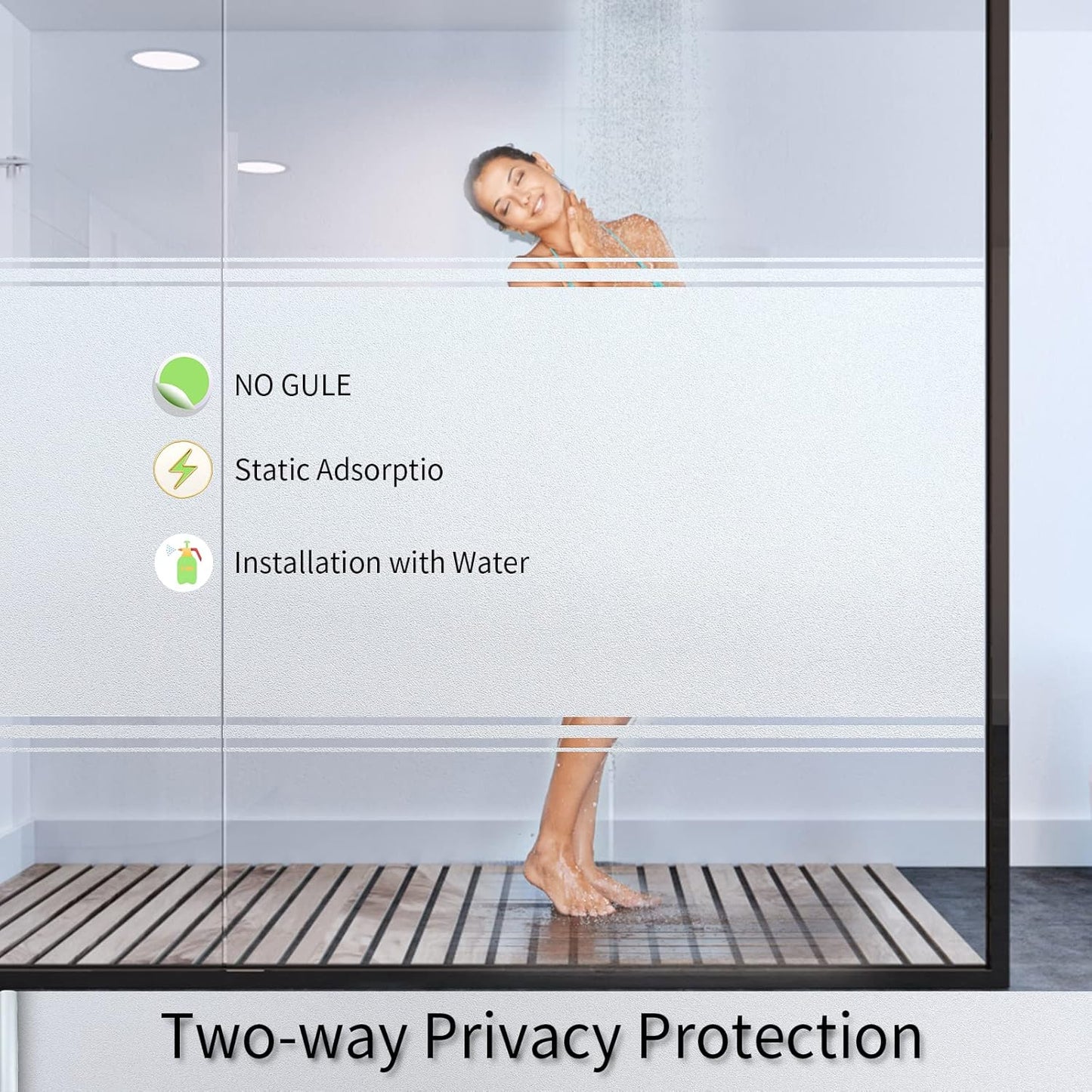 Frosted Glass Window Film with Tools,Reusable Window Privacy Film,Static Clings Window Film Kit for Home Bathroom and Office. (Pure, 45.2Inch×196.9Inch)
