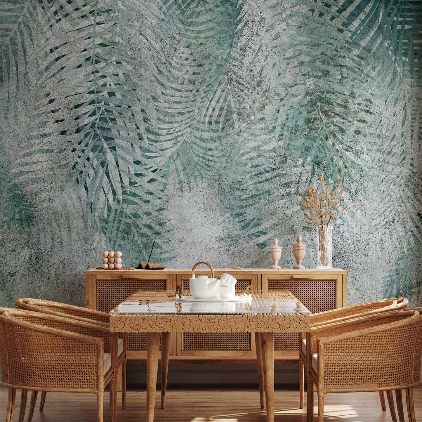 artgeist Wall Mural Leaves 116x83 in - XXL Peel and Stick Self-Adhesive Wallpaper Removable Large Sticker Foil Wall Decor Print Picture Design Nature Botanical Plants Palm Abstract b-C-0861-a-a