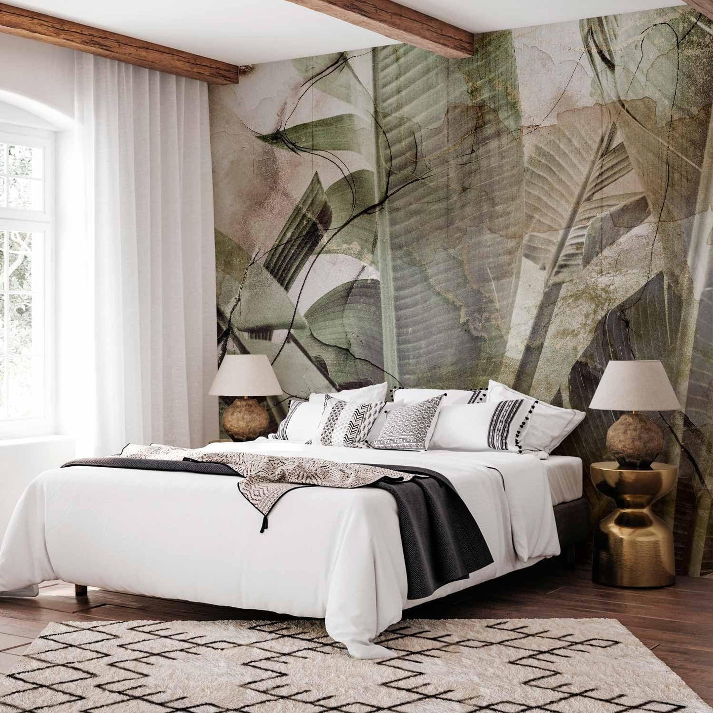 artgeist Wall Mural Tropical Leaves 173x124 in - Peel and Stick Self-Adhesive Wallpaper Removable Large Sticker Foil Wall Decor Print Picture Image Design Jungle Nature Like Painted b-C-0776-a-a