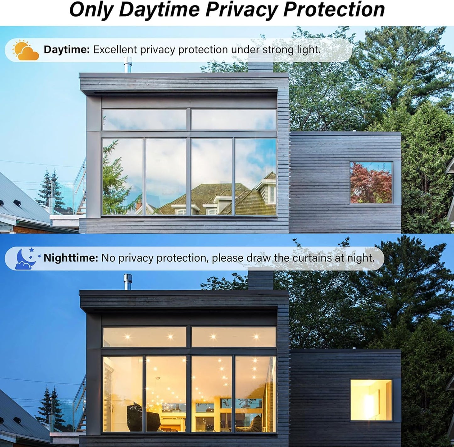 Kromapolis One Way Window Privacy Film Reflective Mirror Home Window Tint, Daytime Privacy Heat Control Anti UV Glass Tinting Static Cling (Silver, 35.4 x 78.7 inch)