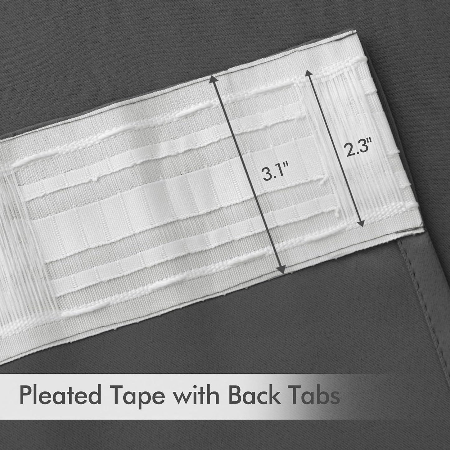 MIULEE Back Tab Grey Blackout Curtains 108 Inch Long 2 Panels Set for Living Room Bedroom Privacy, Rod Pocket/Pinch Pleated Extra Long Thermal Insulated Room Darkening Light Blocking Curtains/Drapes