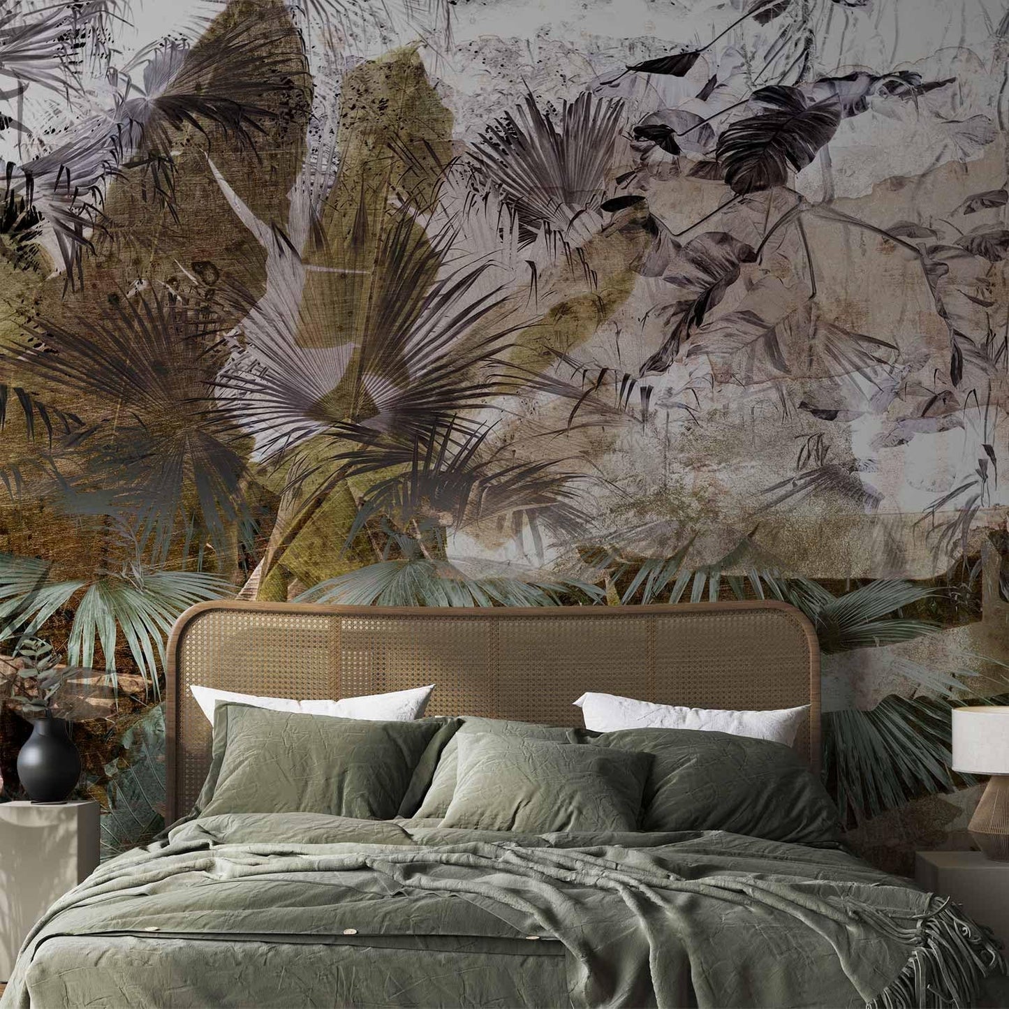 artgeist Wall Mural Tropical Leaves 135x101 in - XXL Peel and Stick Self-Adhesive Wallpaper Removable Large Sticker Foil Wall Decor Print Picture Design Jungle Nature Palm Green Leaves b-C-0789-a-a