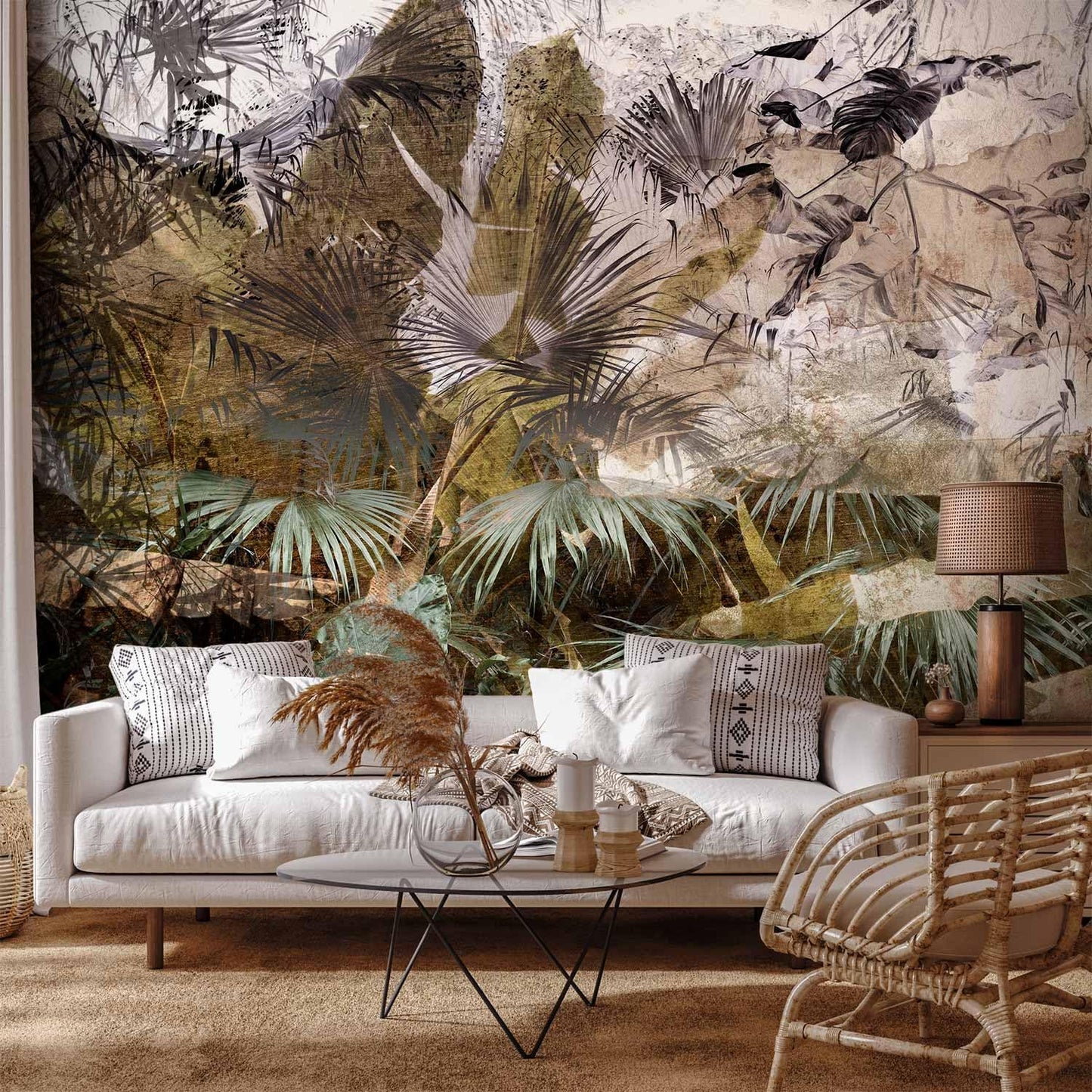 artgeist Premium Wall Mural Tropical Leaves 98x69 in - XXL Non-Woven Wallpaper Fleece Wall Decor Photo Print Picture Image Design Jungle Nature Palm Leaves Like Painted b-C-0789-a-a