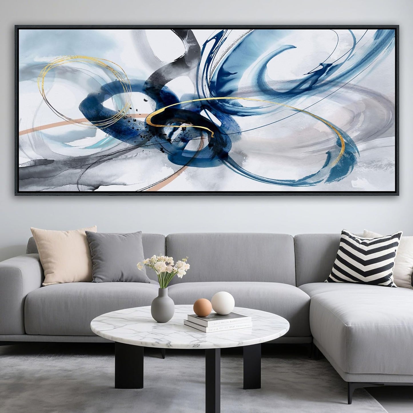 KLAKLA Abstract Wall Art 86x39 Inches - Huge Canvas Picture Wall Decor Living Room Oversized Artwork for Walls Bedroom Office Decoration Modern Frame Wall Art
