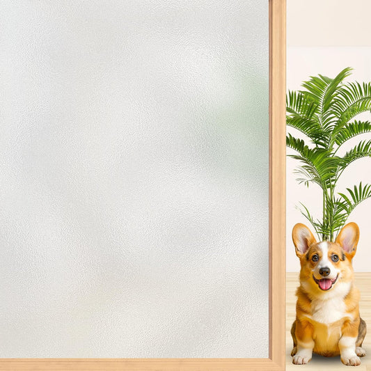 Niviy Frosted Glass Window Privacy Film 35.4 inch x 157 inch Window Frosting Film Static Cling UV Sun Blocking Bathroom Door Decorative Contact Paper for Windows