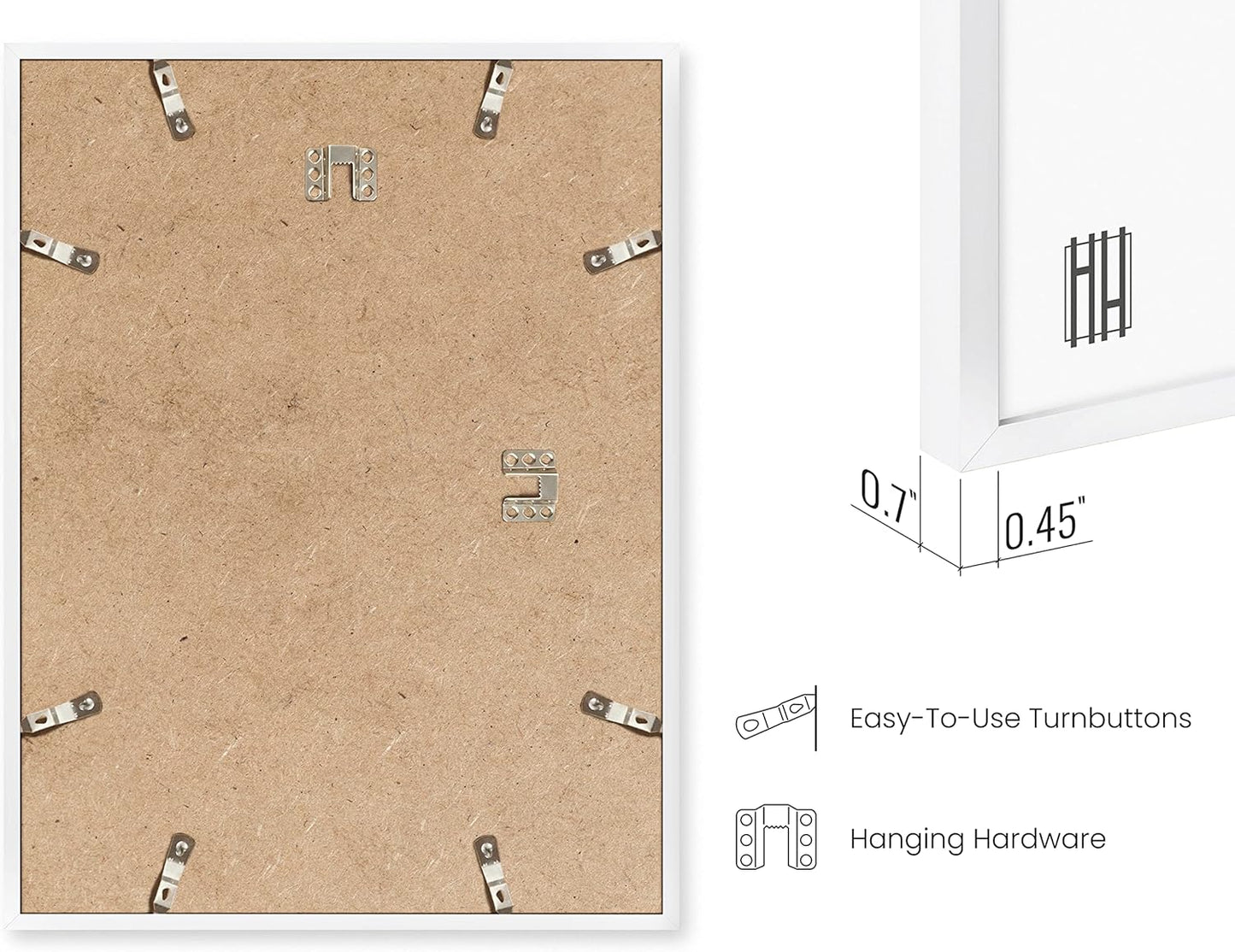 HAUS AND HUES 9x12 White Metal Picture Frames - Features Premium Aluminum, Vertical & Horizontal Hang, Shatterproof Plexiglass - Perfect for Home, Room, Office (9x12 in, White, Set of 4)