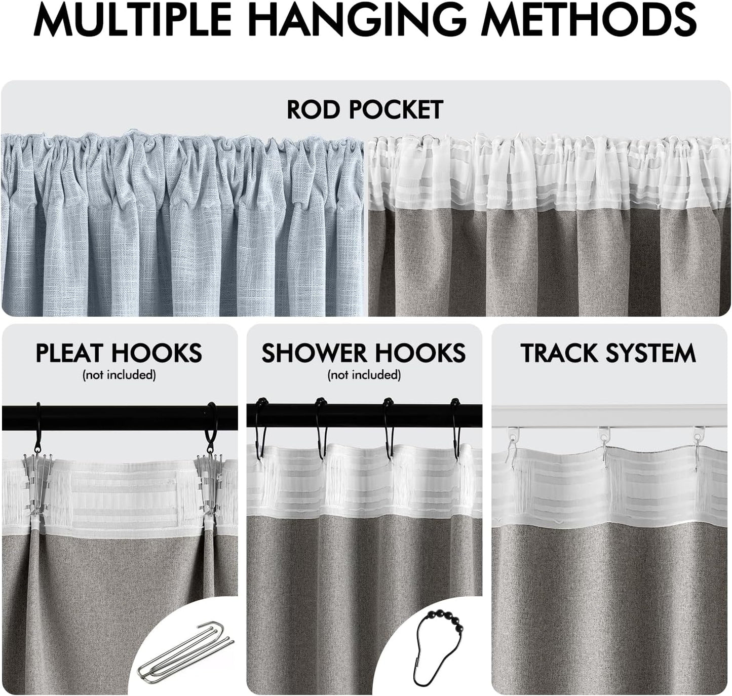 MIULEE Light Blue 100% Blackout Linen Curtains 102 Inch 2 Panels Set Double Sided No Coating Pinch Pleated Back Tab Floor to Ceiling Black Out Thermal Insulated Bedroom Living Room Darkening Drapes