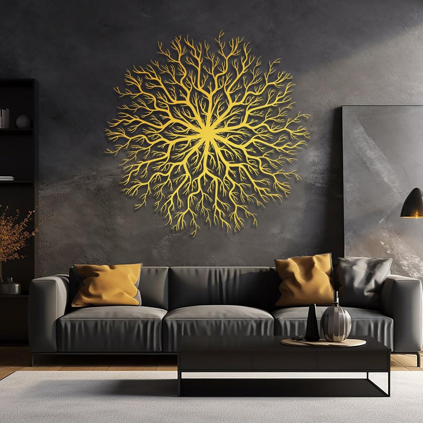 Tree of Life Metal Wall Art, Metal Tree Wall Art, Large Round Sculpture, Round Branch Wall Decor, Large Branch Artwork, Nature Sign, Wall Decor for Living Room, Housewarming Gift (White, 35"x35"|90x90cm)